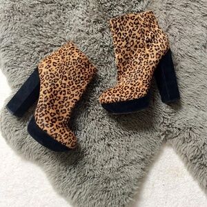 Dolce Vita Leopard Platforms ( Size 9 ) Horsehair Leather Platform Ankle Boots